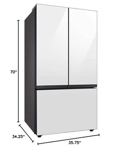 SAMSUNG RF30BB620012 30 Cu. Ft. Bespoke White Glass 3-Door French Door Refrigerator