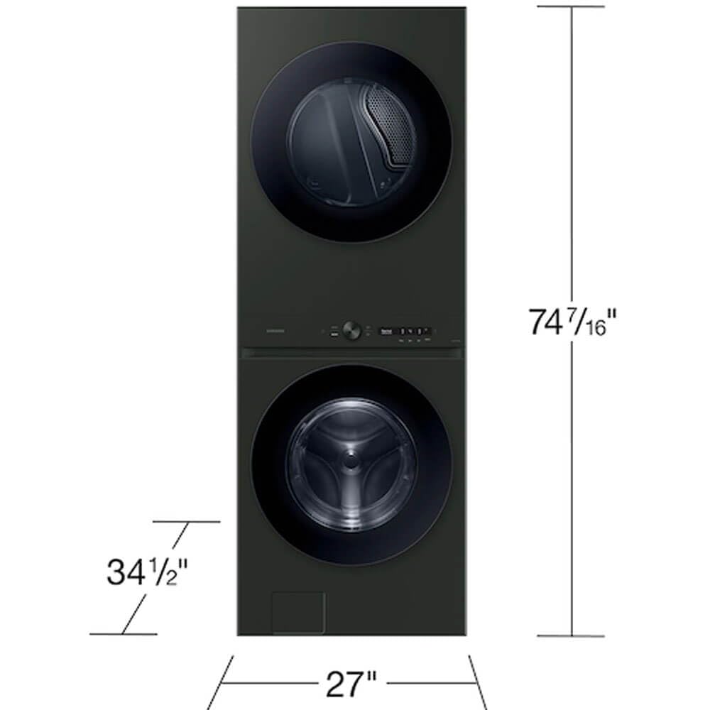 SAMSUNG WH53DBH700EF Bespoke Satin Green Ultra Capacity Smart Electric 5.3 Cu. Ft. Washer/7.6 Cu. Ft. Dryer AI Laundry