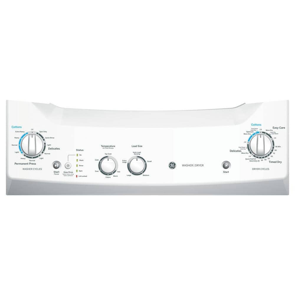 GE GUD27ESSMWW Unitized Spacemaker 3.8 Washer with Stainless Steel Basket and 5.9 Cu. Ft. Capacity Electric Dryer, White