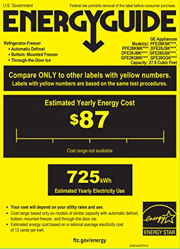 GE GFE28GYNFS 36 Energy Star French Door Refrigerator with 27.8 cu. ft. Total Capacity Advanced Water Filtration System Turbo Cool Freeze Settings + LED Lighting in Fingerprint Resist Stainless Steel