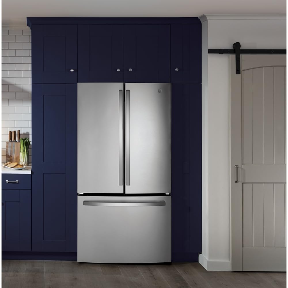 GE GNE27JYMFS 36" French Door Refrigerator with 27 cu. ft. Total Capacity Energy Star LED Lighting Internal Water Dispenser Spill-Proof Shelves in Fingerprint Resistant Stainless Steel