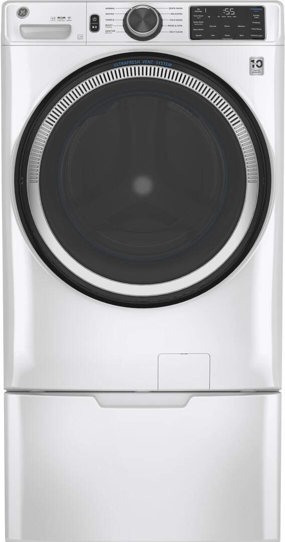 GE GFW550SSNWW 28" Front Load Washer with 4.8 cu. ft. Capacity UltraFresh Vent System with OdorBlock Microban Antimicrobial Technology and Built-in WiFi in White