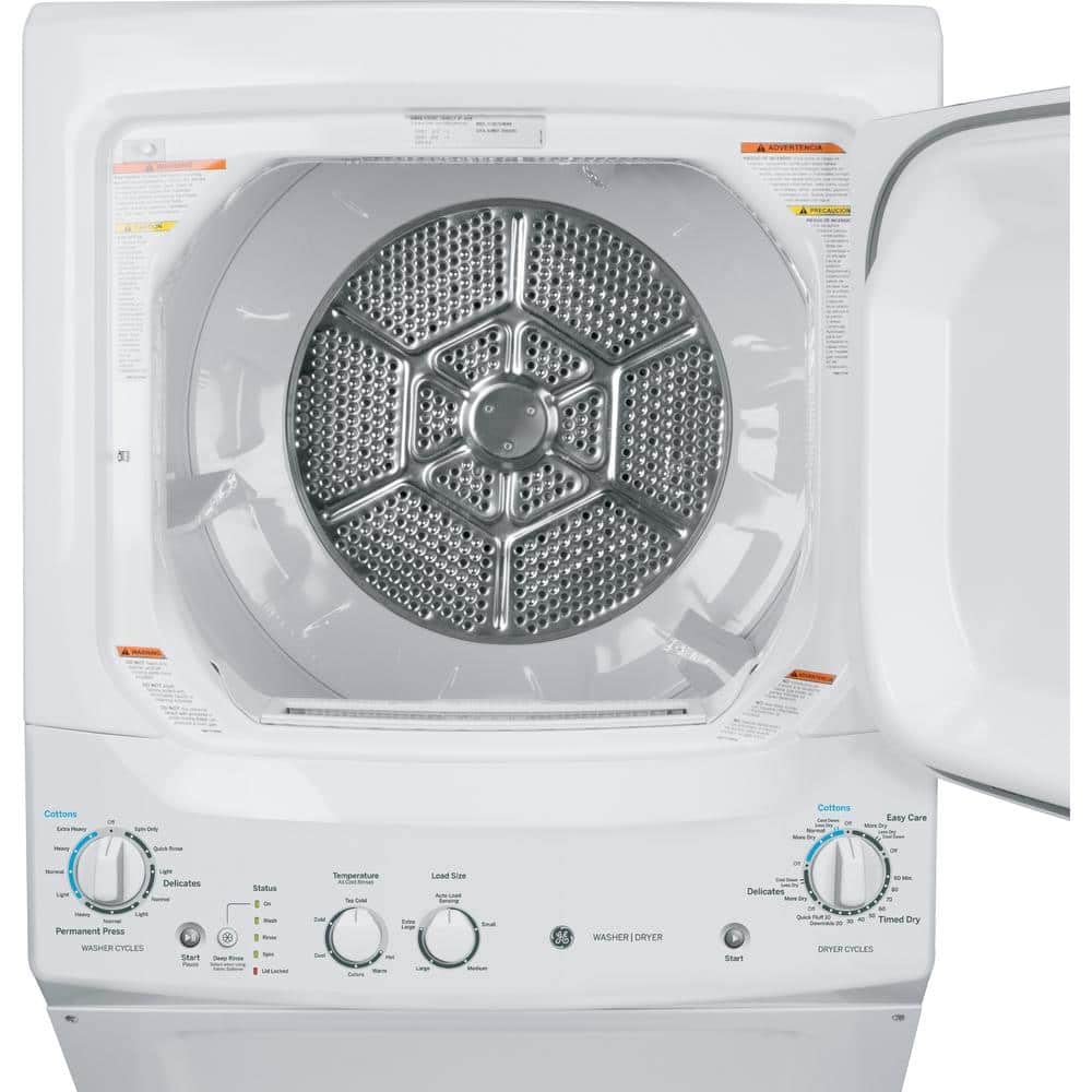 GE GUD27ESSMWW Unitized Spacemaker 3.8 Washer with Stainless Steel Basket and 5.9 Cu. Ft. Capacity Electric Dryer, White