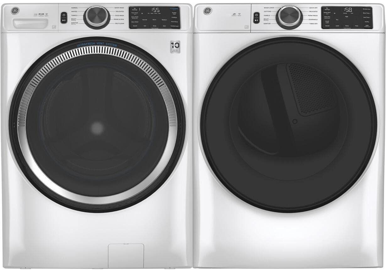GE GFW550SSNWW 28" Front Load Washer with 4.8 cu. ft. Capacity UltraFresh Vent System with OdorBlock Microban Antimicrobial Technology and Built-in WiFi in White