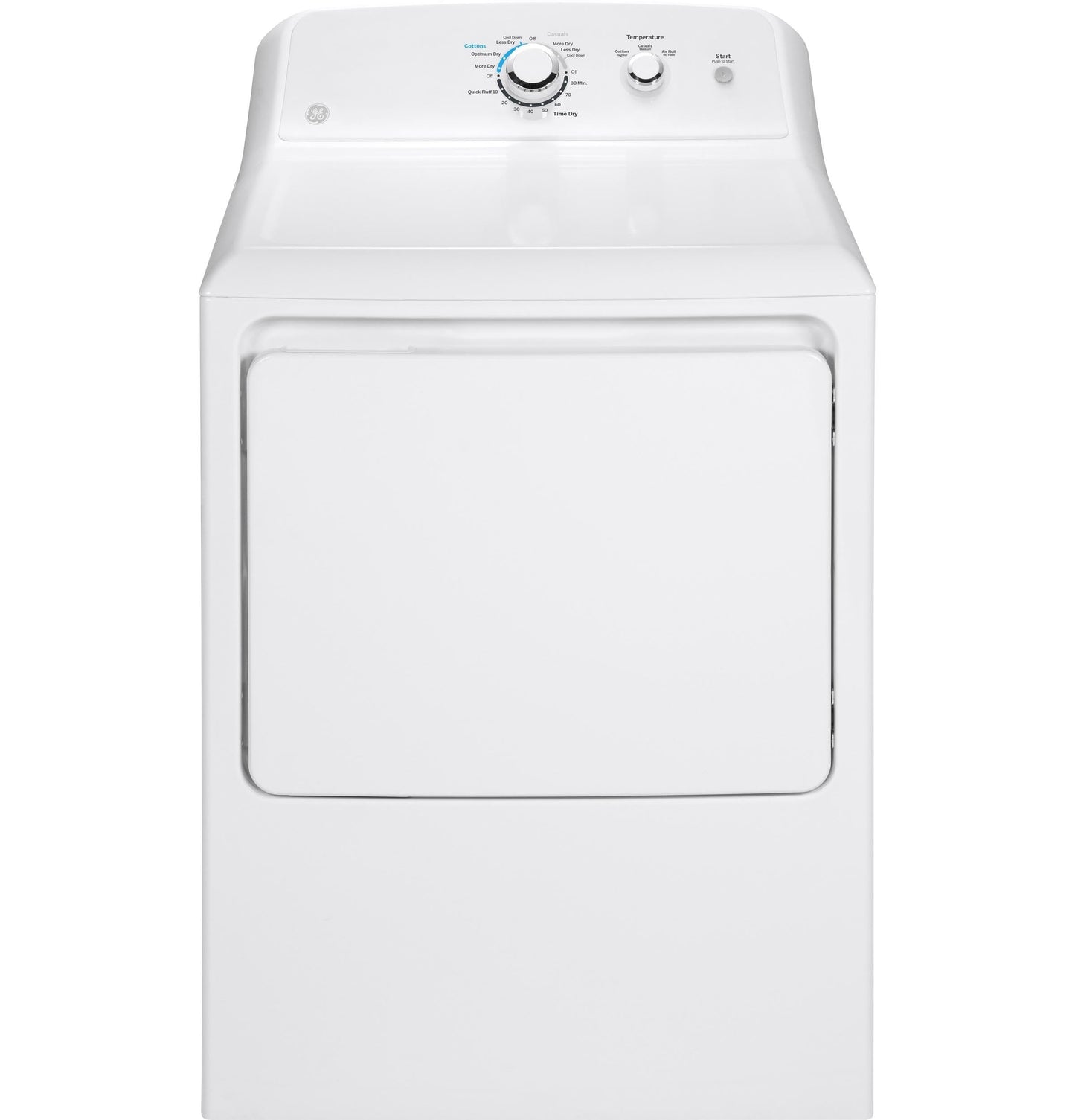 GE GTX22EASKWW 6 Cu.Ft. Electric Dryer with 6 Cycles, Reversible Door, White