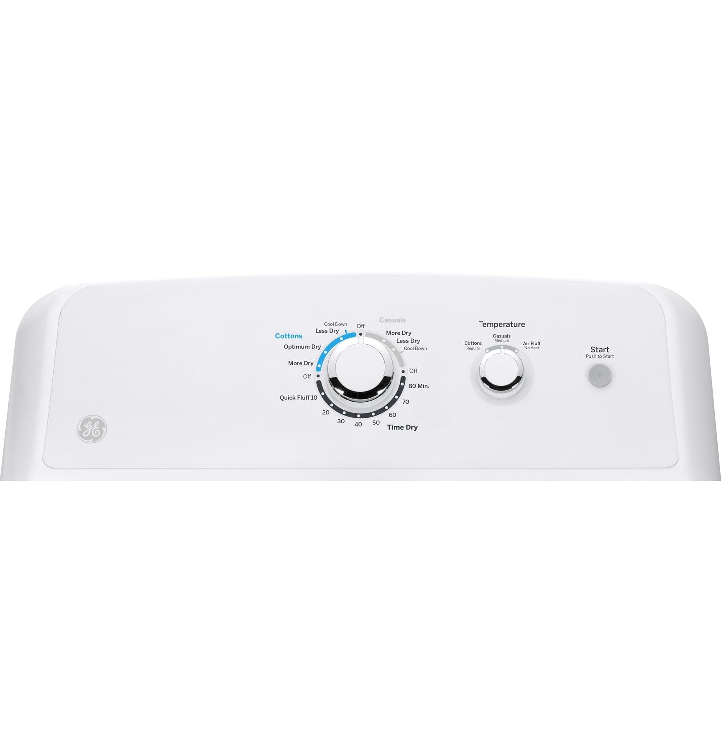 GE GTX22EASKWW 6 Cu.Ft. Electric Dryer with 6 Cycles, Reversible Door, White