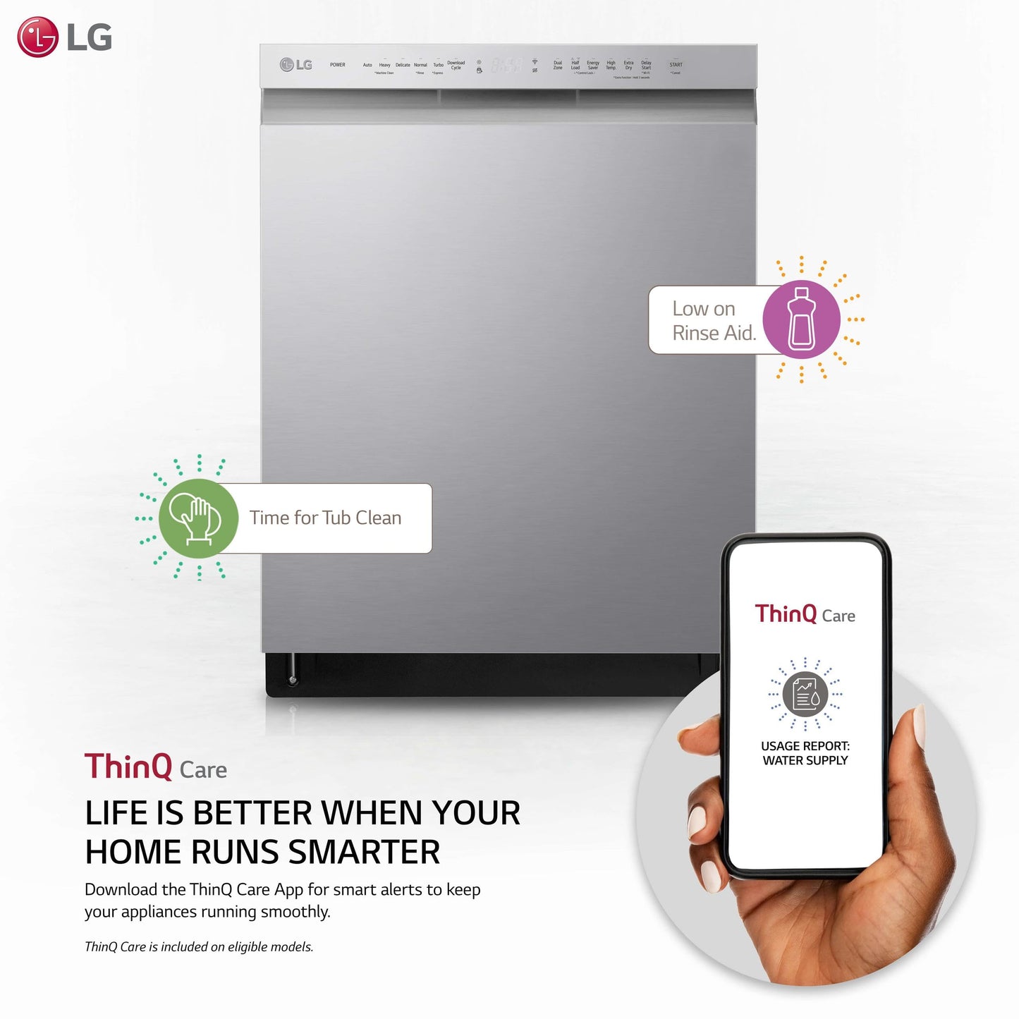 Front Control Smart wi-fi Enabled Dishwasher with QuadWash™