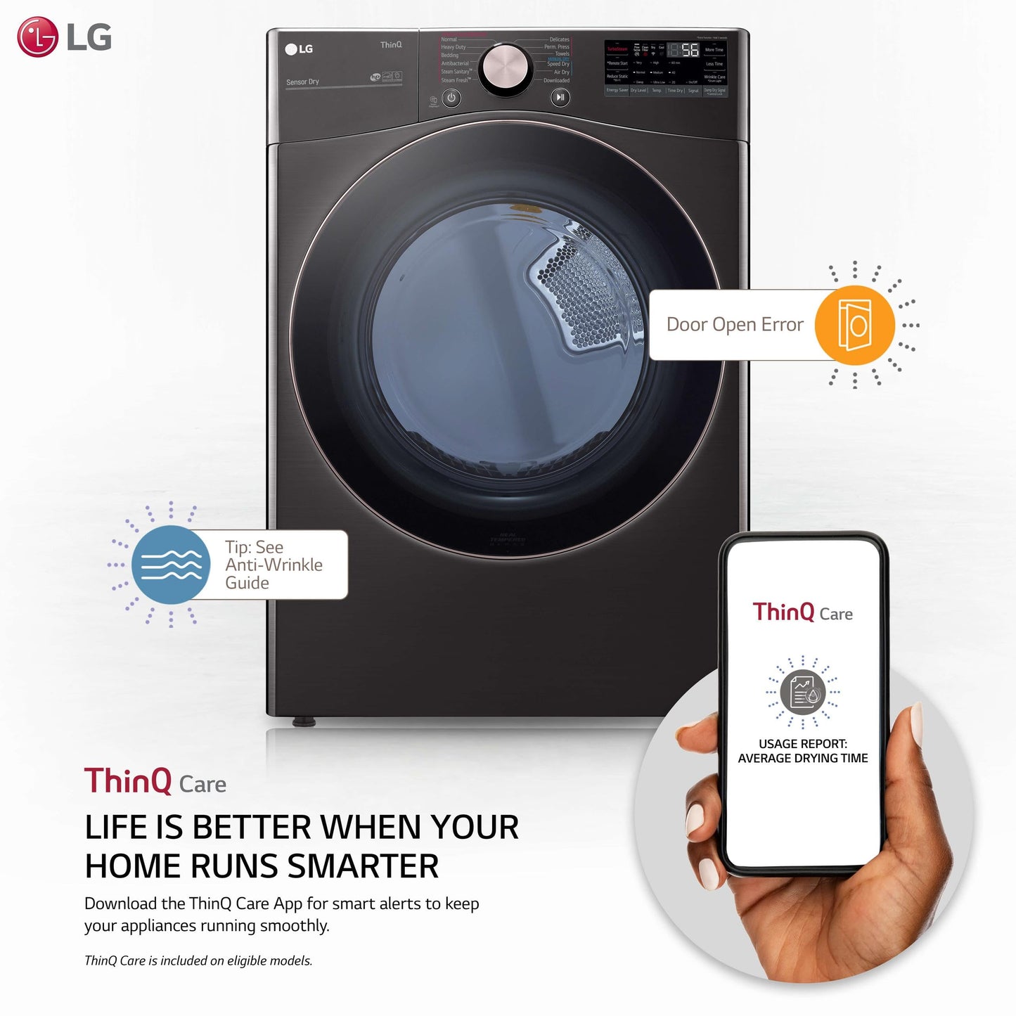 LG DLEX4000B 7.4 cu. ft. Ultra Large Capacity Smart wi-fi Enabled Front Load Electric Dryer