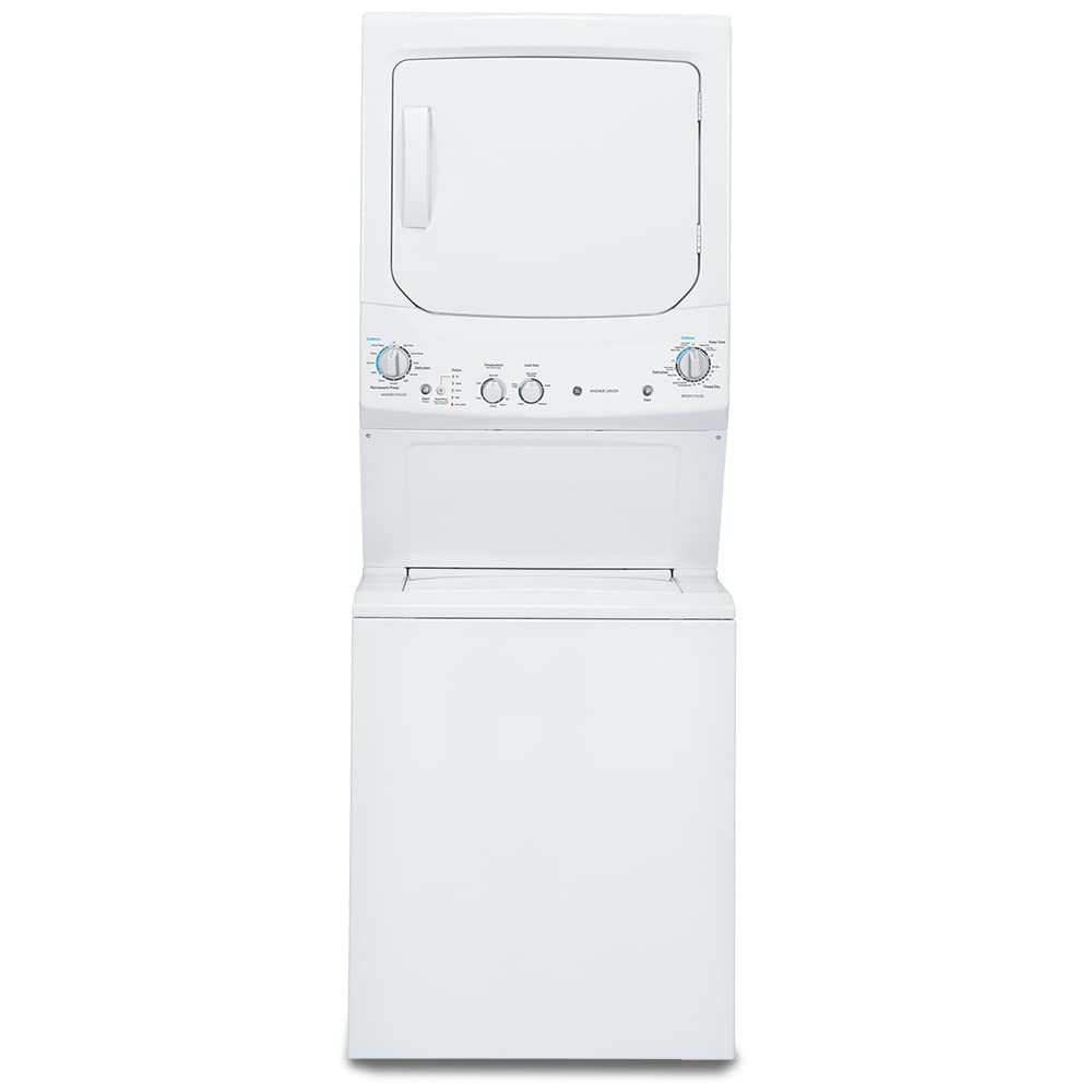 GE GUD24GSSMWW Unitized Spacemaker 2.3 Washer with Stainless Steel Basket and 4.4 Cu. Ft. Capacity Gas Dryer, White