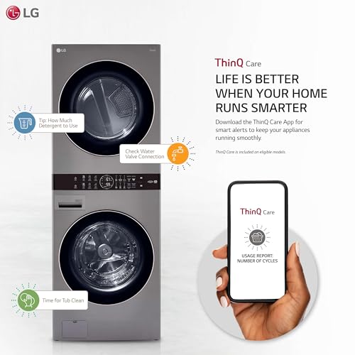 Single Unit Front Load LG WashTower™ with Center Control™ 4.5 cu. ft. Washer and 7.4 cu. ft. Gas Dryer