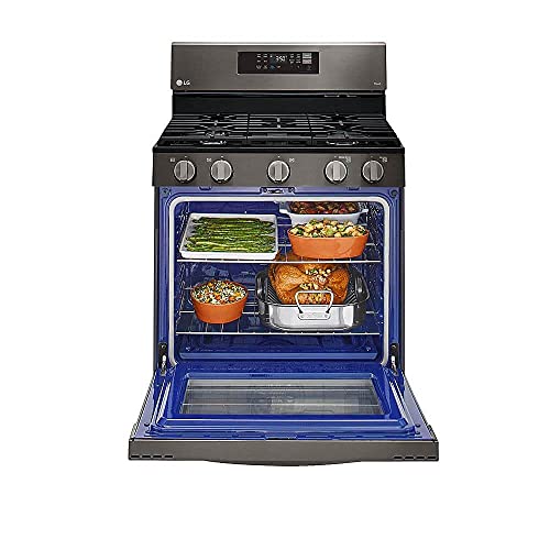 LG 5.8 Cu. Ft. PrintProof Black Stainless Steel Smart Gas Single Oven Range With AirFry