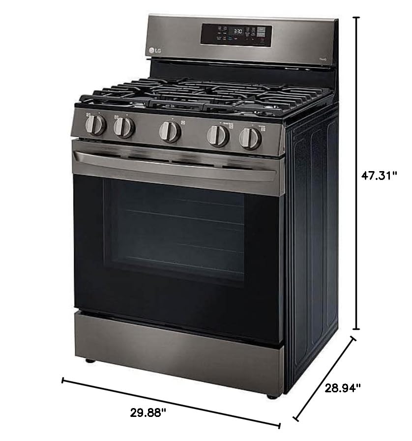 LG 5.8 Cu. Ft. PrintProof Black Stainless Steel Smart Gas Single Oven Range With AirFry